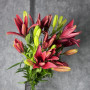 5 красных лилий